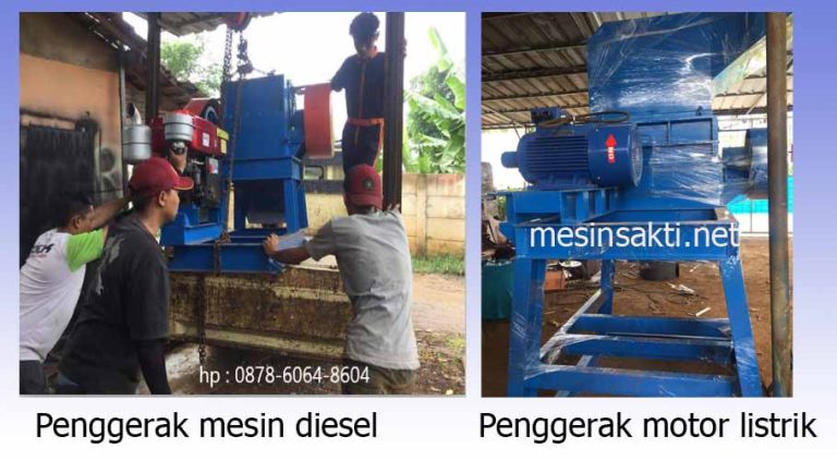 mesin penghancur plastik dengan penggerak mesin deisel dan motor listrik