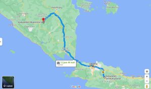 rute perjalanan dari bandung menuju ke muara enim