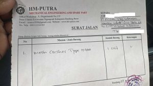 surat jalan pengiriman mesin pencacah karton